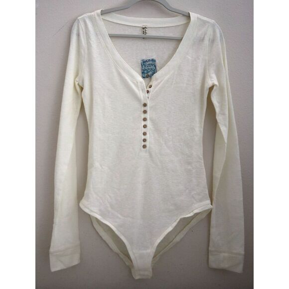 Intimately Free People OB1185372 Women's Sz XS Ivory Dylan Thermal L/S Bodysuit - Picture 1 of 8